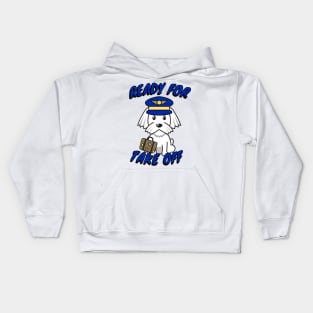 Cute White dog is a pilot Kids Hoodie